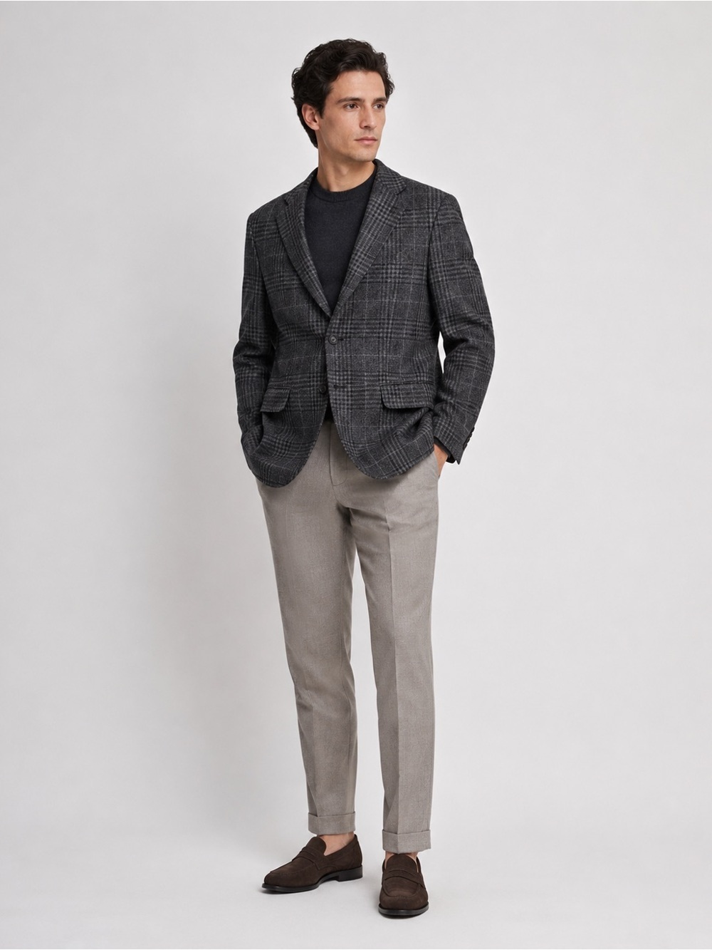 Joseph abboud plaid wool slim fit suit 36R